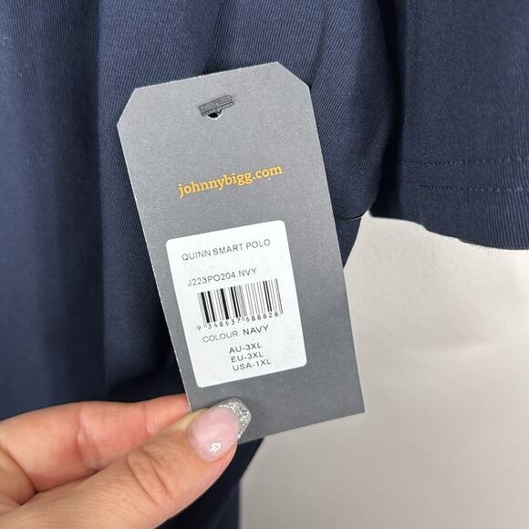 Johnny Bigg Men's Big & Tall Navy Blue Quinn Smart Polo Shirt Size 1XL - Picture 5 of 6